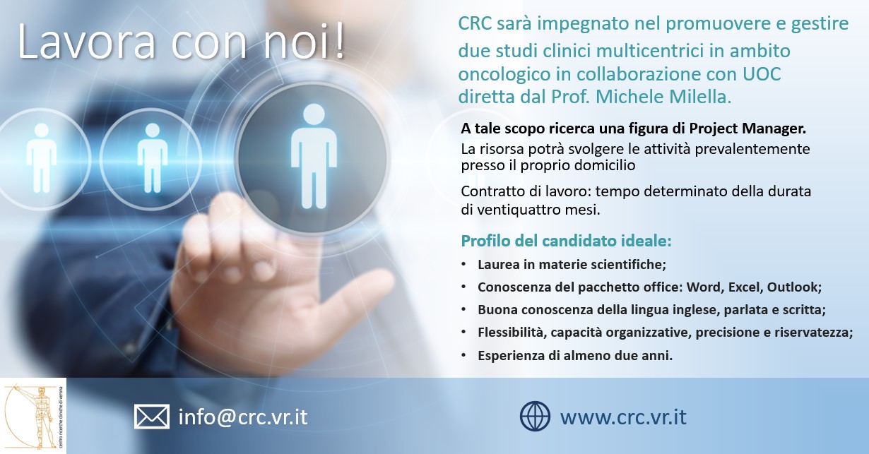 CRC ricerca figura di Project Manager. Clicca per maggiori informazioni