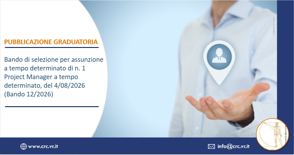 Pubblicata la graduatoria del Bando di selezione n. 12/2026 per assunzione di n.1 Project Manager a tempo determinato