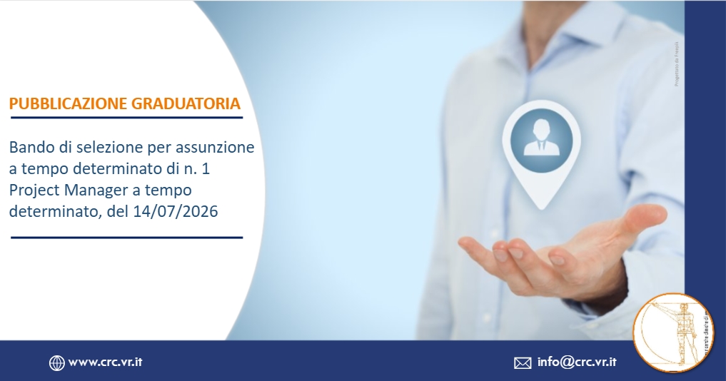 Pubblicata la graduatoria del Bando di selezione per assunzione di n.1 Project Manager a tempo determinato